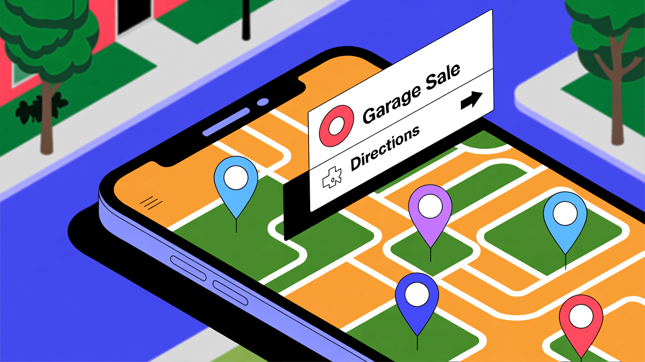 Garage sale map with directions
